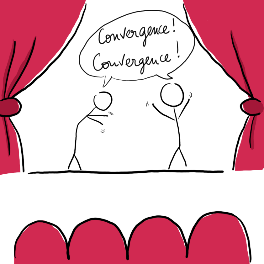 Visuel exercice d'échauffement d'impro : convergences